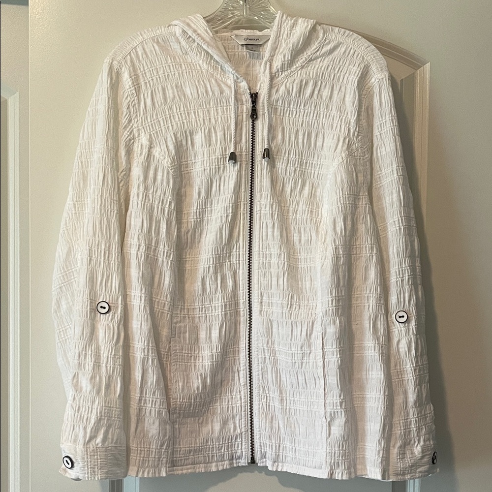 CJ Banks White Hooded Jacket Size 1X